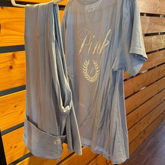 PINK Light Blue T-Shirt and Fold-over Yoga Pants Set - Picture 4 of 4